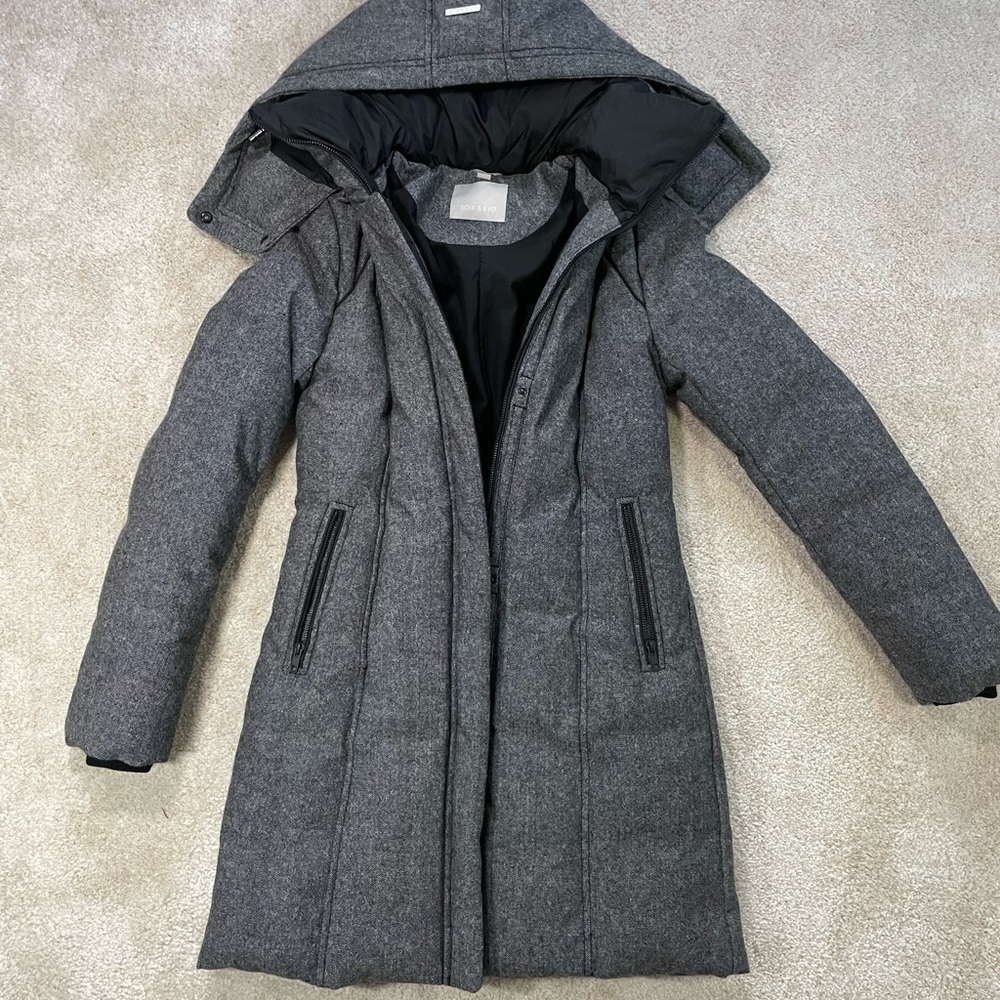 NWT Soia & Kyo wool down coat Sacha grey